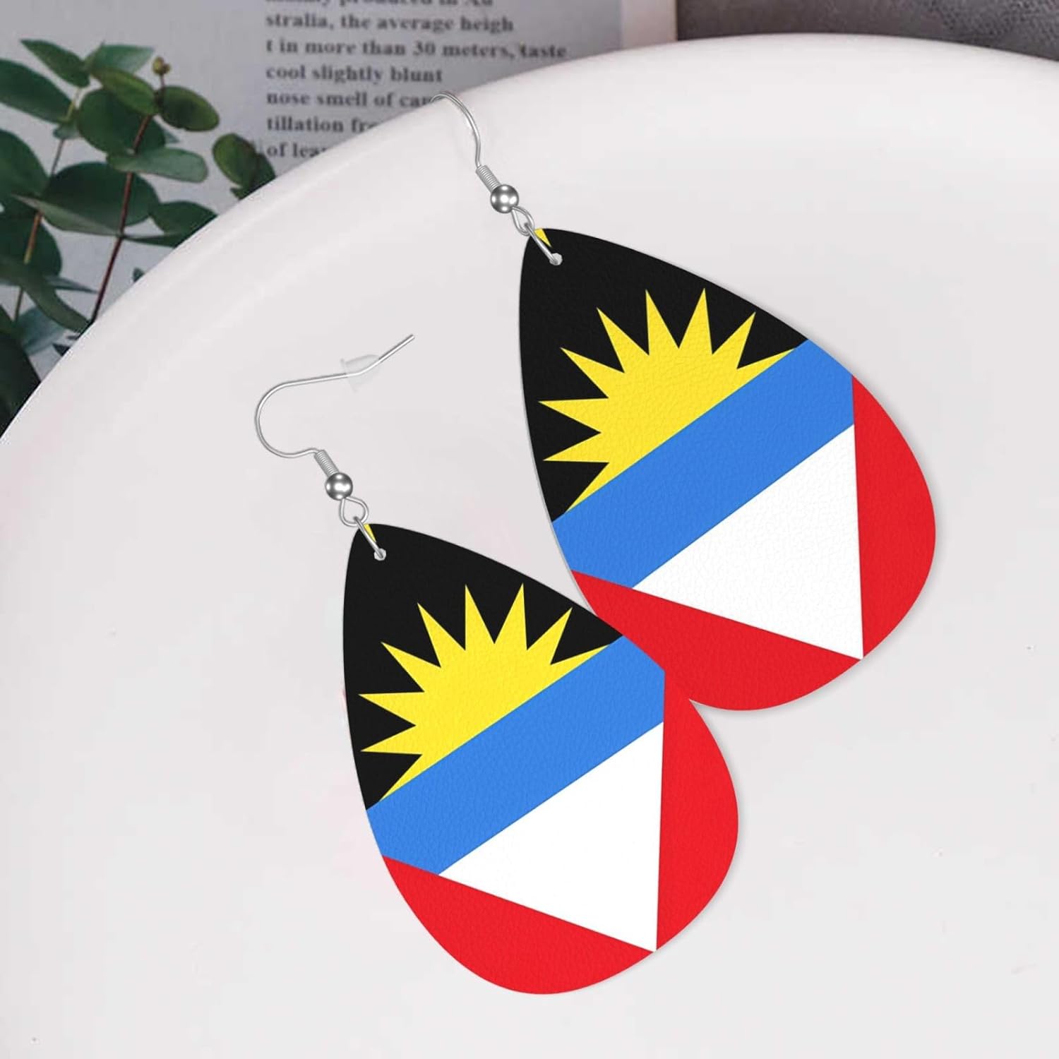 Country Flag Teardrop Earrings For Women Lightweight Leather Dangle Earrings Patriotic Jewelry Gifts - Image 6