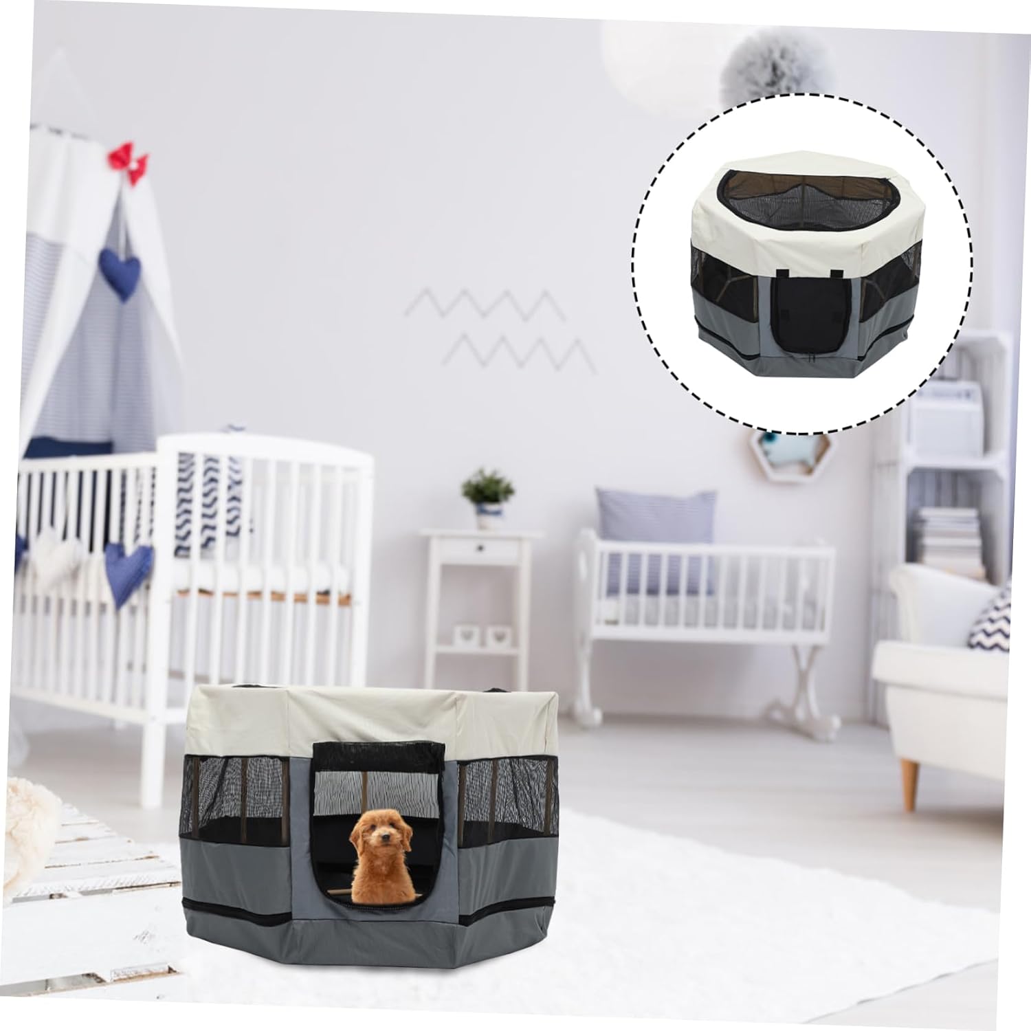 Octagonal Pet Playpen Cat Kennel Portable Dog Fence Wear Resistant Cat House Kitten Condo Safety Pet Sleeping House