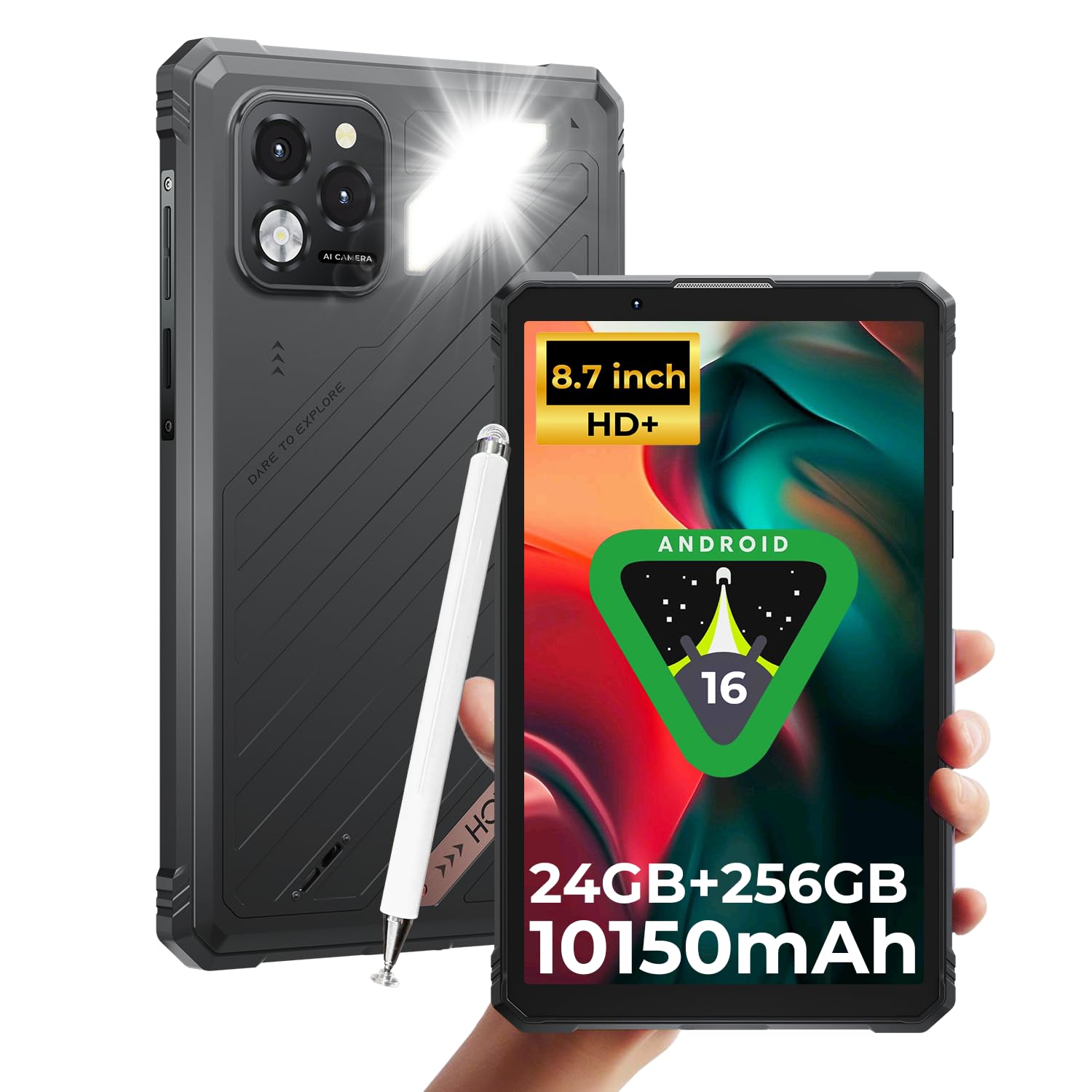 HOTWAV R11 Pro Rugged Tablet Android 16 Robusto Tablet 8.7" Stilo Tablet | 24GB+256GB/1TB TF Tablet Impermeabile, 10150mAh Robusto Tablet PC 64MP+16MP/IP68 69K/Dual SIM 4G/5G WiFi/Face ID/GPS/NFC