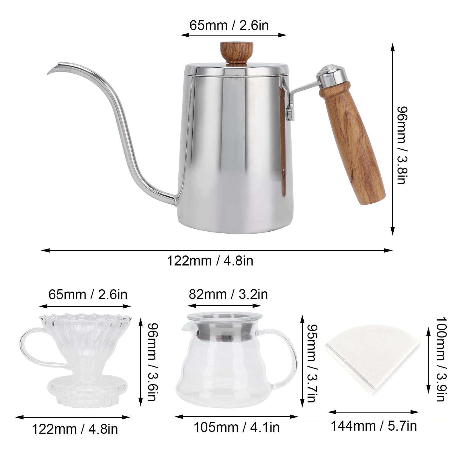 Zestaw do Parzenia Kawy Pour Over, 5-częściowy Zestaw do Kawy
