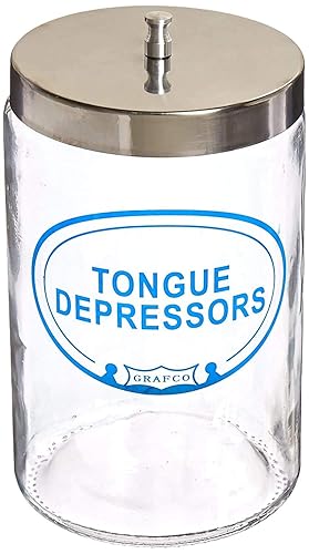 Grafco - Tarro de vidrio con etiquetado, depresores de lengua con tapa, suministros médicos boticarios, 3454A T