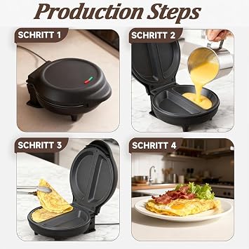 Dual-Zone Electric Omelette Maker, Dual Zone Electric Cooker, Electric Omelette Maker Nonstick, for 2 Omelettes Simultaneously, Cool-Touch Handle for Home,Dorm&Travel (1 Pcs)