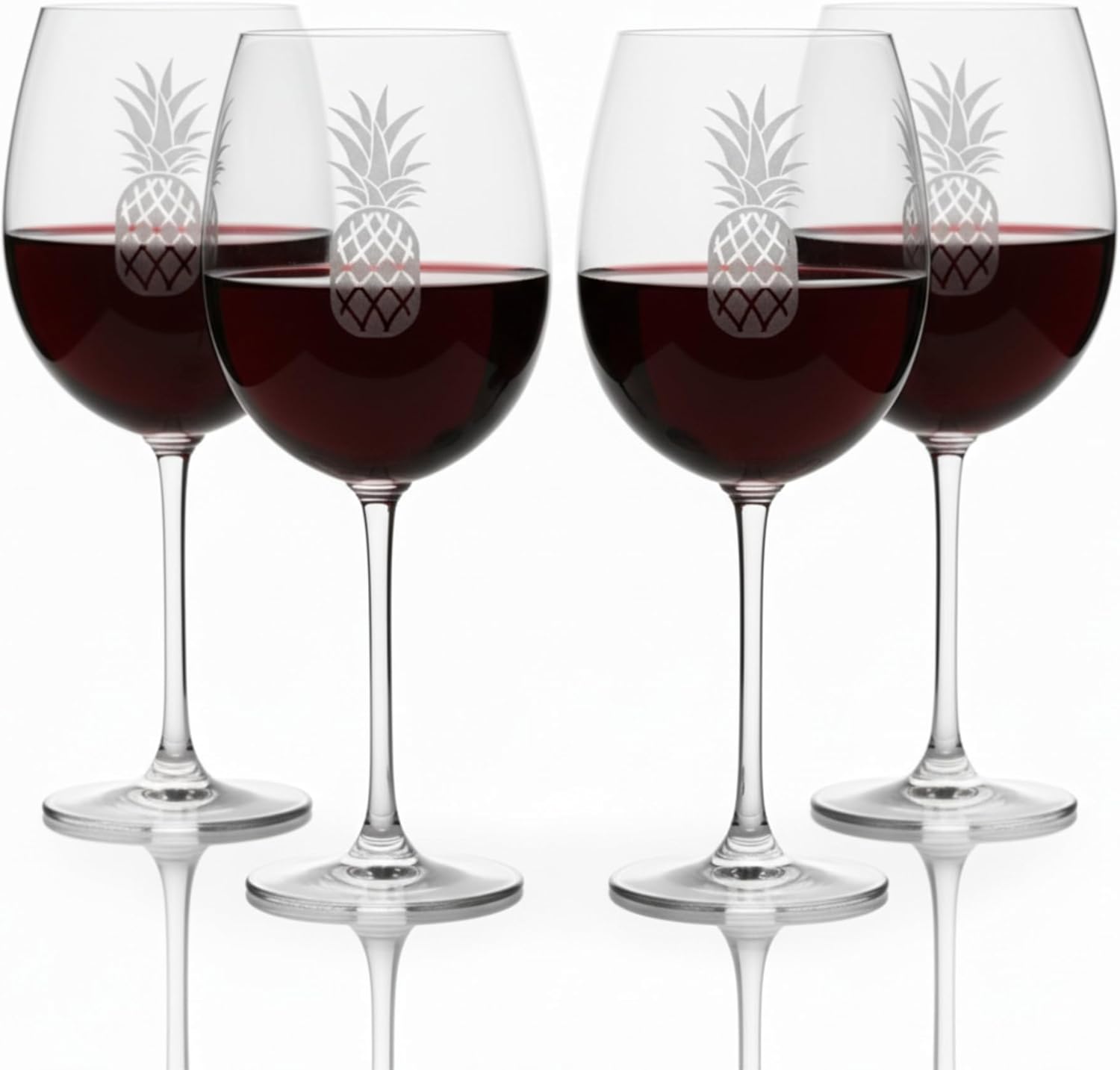 Lenox Tuscany Grand Bordeaux Wine Glasses with Pineapple Engraving, Set of 4 Pineapple Glasses for Red Wines; Bordeaux, Cabernet, Merlot