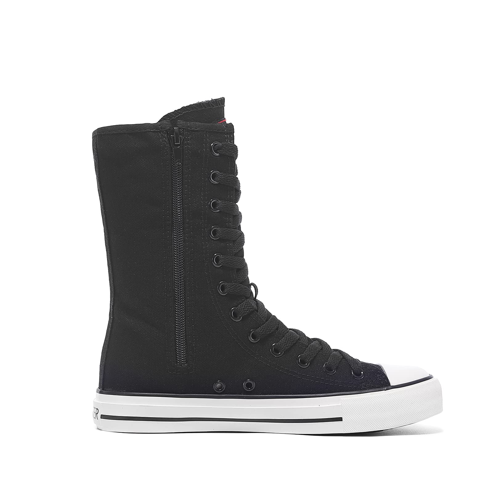 Momuk Zapatillas altas de lona para mujer con cordones de moda para mujer