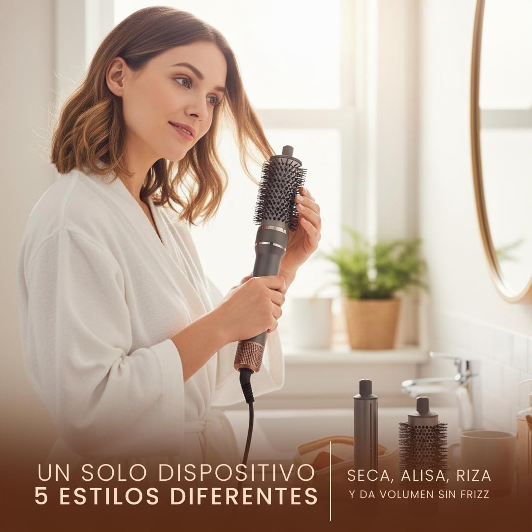 SOGO Cepillo Secador de Pelo 5 en 1 - Moldeador de Pelo con Tecnología Coanda para Peinados Sin Frizz - Secador Moldeador con Motor BLDC y Aire Frío - Cepillo Alisador con Accesorios