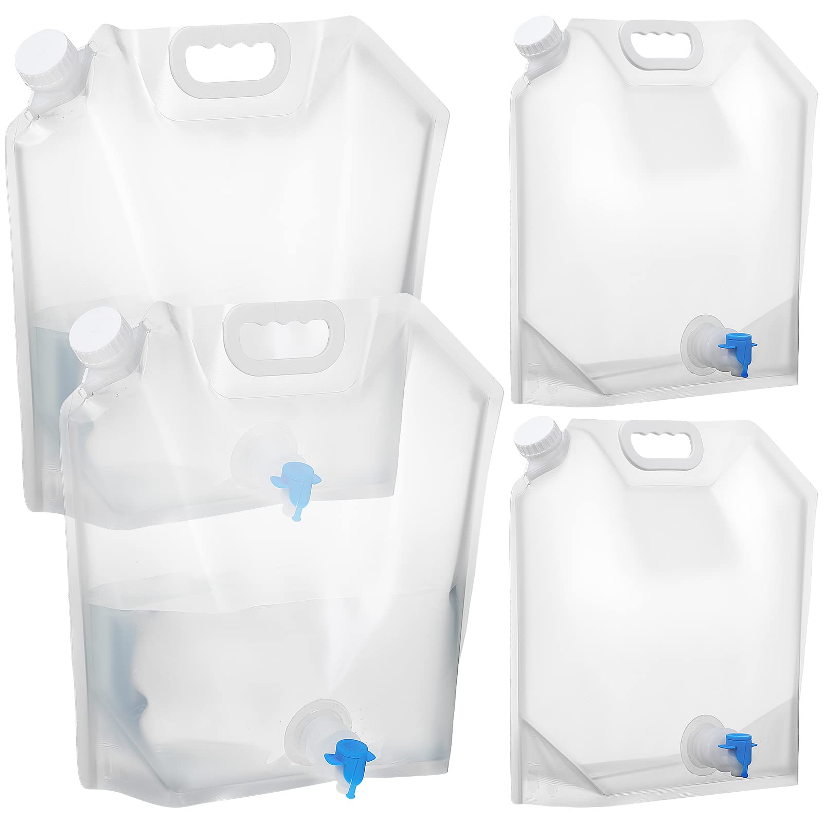 BESPORTBLE Wasserkanister Faltbar 10L: 4 Stück Wasserbeutel Faltbar mit Zapfhahn, Faltkanister für Outdoor Grill Camping Outdoor-Ausflüge die Wasserspeicherung zu Hause