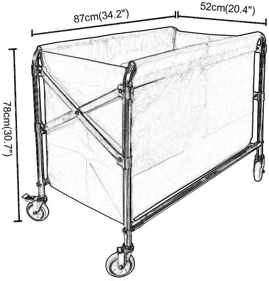 Large Movable Trolleys, Kitchen Storage Hand Trucks, Beauty Salon Trolley Foldable Laundry Sorter Cart Laundry Rolling Cart for Hotel Room,