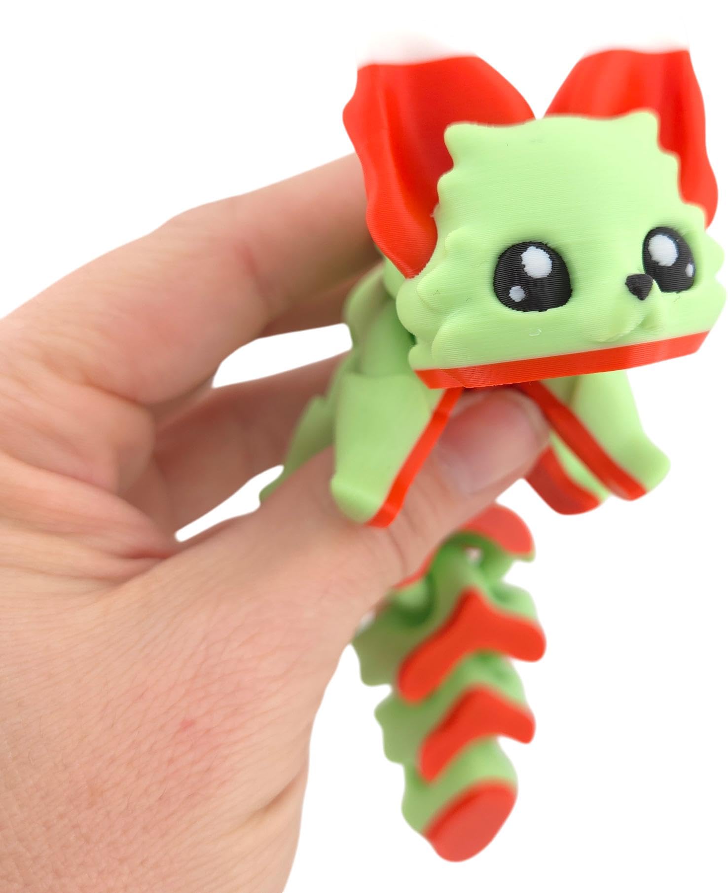SugarCube The Peppermint Fox 7.5 Inches - 3D Printed Fidget Fantasy Creature - Articulated