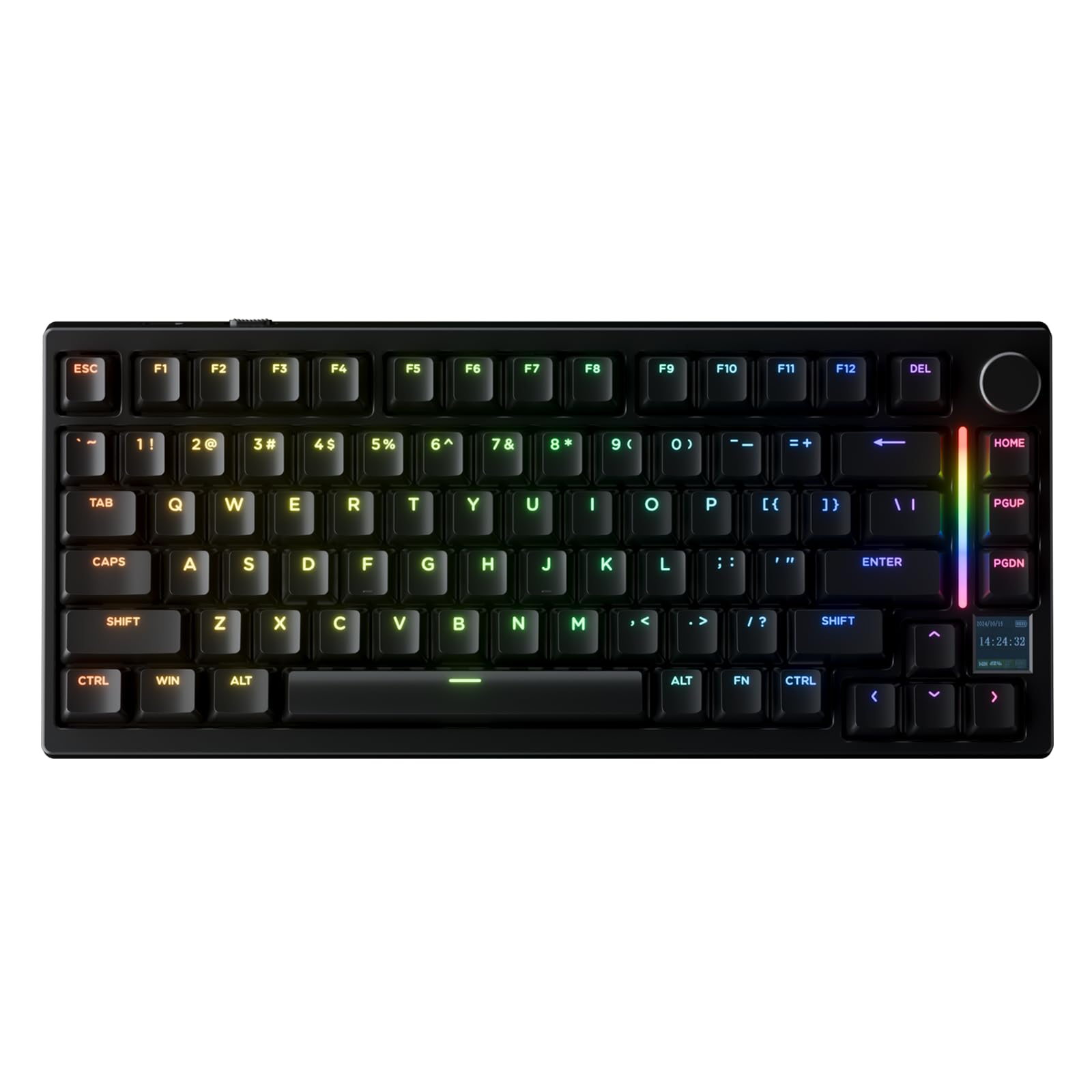 GK GAMAKAY TK75HE V2 Rapid Trigger Wireless Keyboard TFT Screen, Tri-Mode BT/2.4GHz/USB-C, 8KHz Polling Rate 0.005mm RT, Hall Effect Magnetic Switch 75% Gaming Keyboard (Black, Magnetic Mercury)