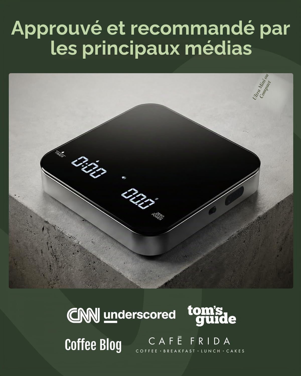 Balance de Cuisine Numérique Rechargeable, Maestri House pour Espresso, 2kg/0,1g de Précision, Minuteur Automatique, Balance Portable pour Café Espresso et Filtre-Noir & Argent