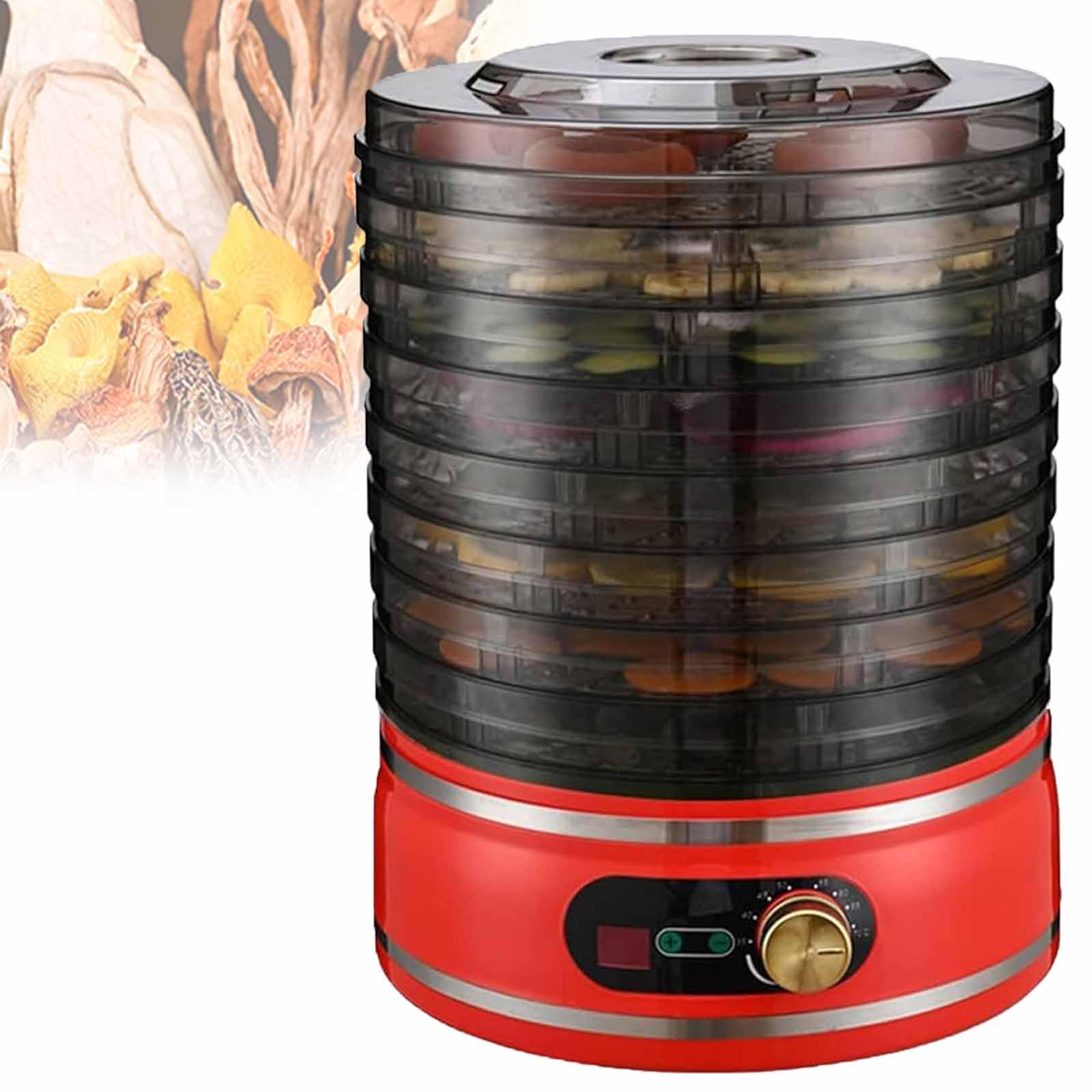 Deshidratador de Alimentos: secador de Frutas y Verduras de 8 Niveles con Temporizador, Temperatura Ajustable (de 35 °C a 70 °C), eficiente y fácil de Limpiar. (Red)