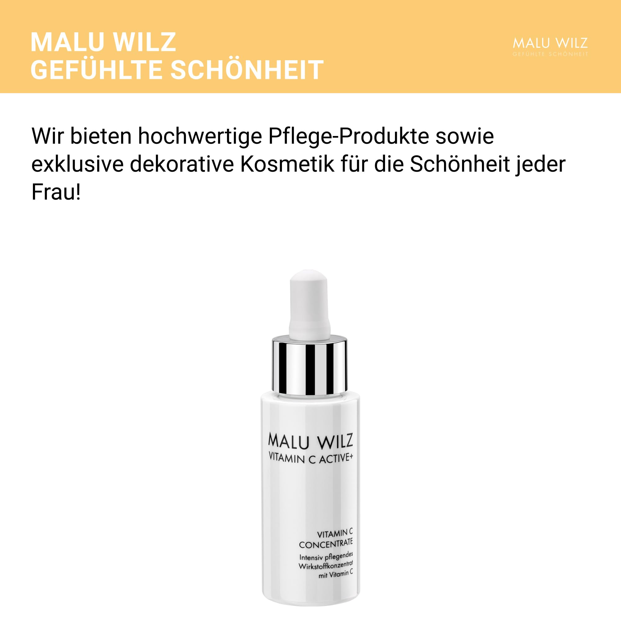 Malu Wilz Vitamin C Concentrate 30ml - Leichtes Vitamin C Konzentrat für schonende und effektive Gesichtspflege, Feuchtigkeitspflege für trockene Haut