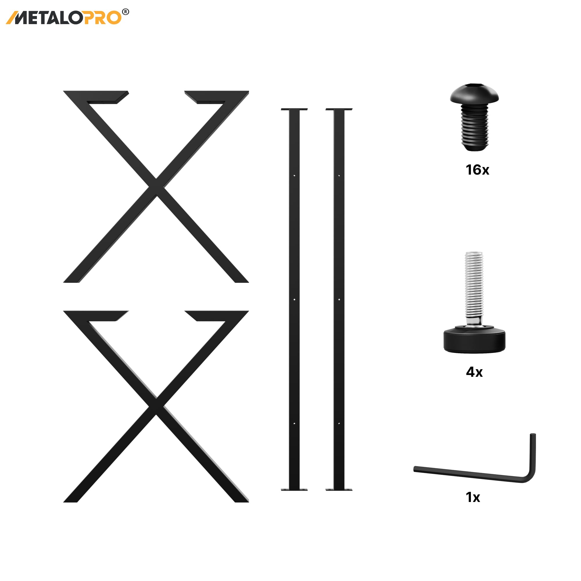 MetaloPro Tafelpoten, Metaal, Zware Belasting, Stalen Bureaupoten Zwart En Schroeven Vloerbeschermers Trapeziumtafelframe Voor Moderne Salontafel Eettafel Woonkamertafel 160 X 70 72 Cm 2857981066