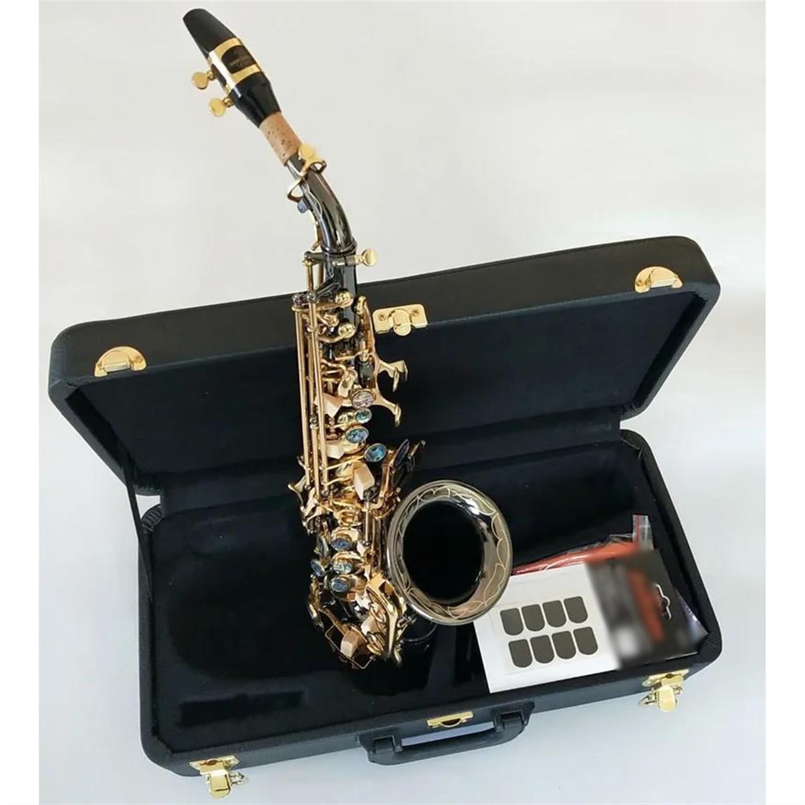 Amazon | サックス 黒 Bb 曲楽器ゴールデンキー湾曲したソプラノ