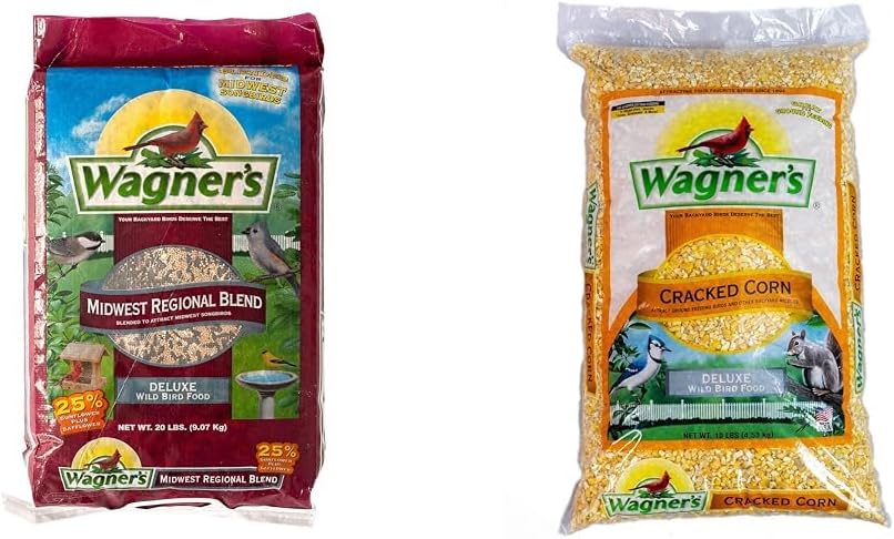 Wagner's 62006 20-Pound Midwest Blend and 18542 10-Pound Cracked Corn Wild Bird Food