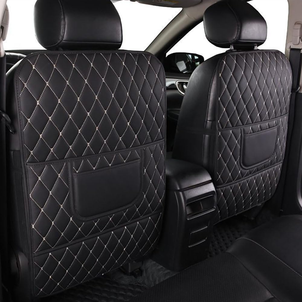 Bqieai 2PCS Car PU Leather Seat Back Anti Kick Pad, for BYD Seal U DM-i Front backrest Waterproof Anti-dirty Protector Interior Accessories,A/Black-Full board