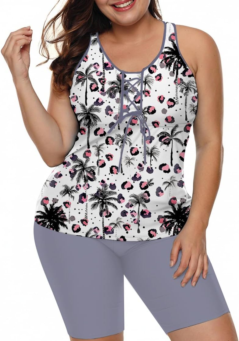 LALAGEN Womens 2026 Plus Size Tankini Swimsuits Rash Guard Capris Athletic Two Piece Swimwear Bathing Suits for Women S-5X