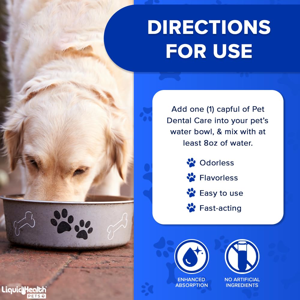 LIQUIDHEALTH Pet Dental Care Water Additive for Dogs & Cats - Fast Acting Pet Bad Breath Freshener, Dog Mouth Wash, Animal Oral Dental Rinse, Plaque & Tartar Teeth Cleaning Solution, USA Made (16 oz) - image 5