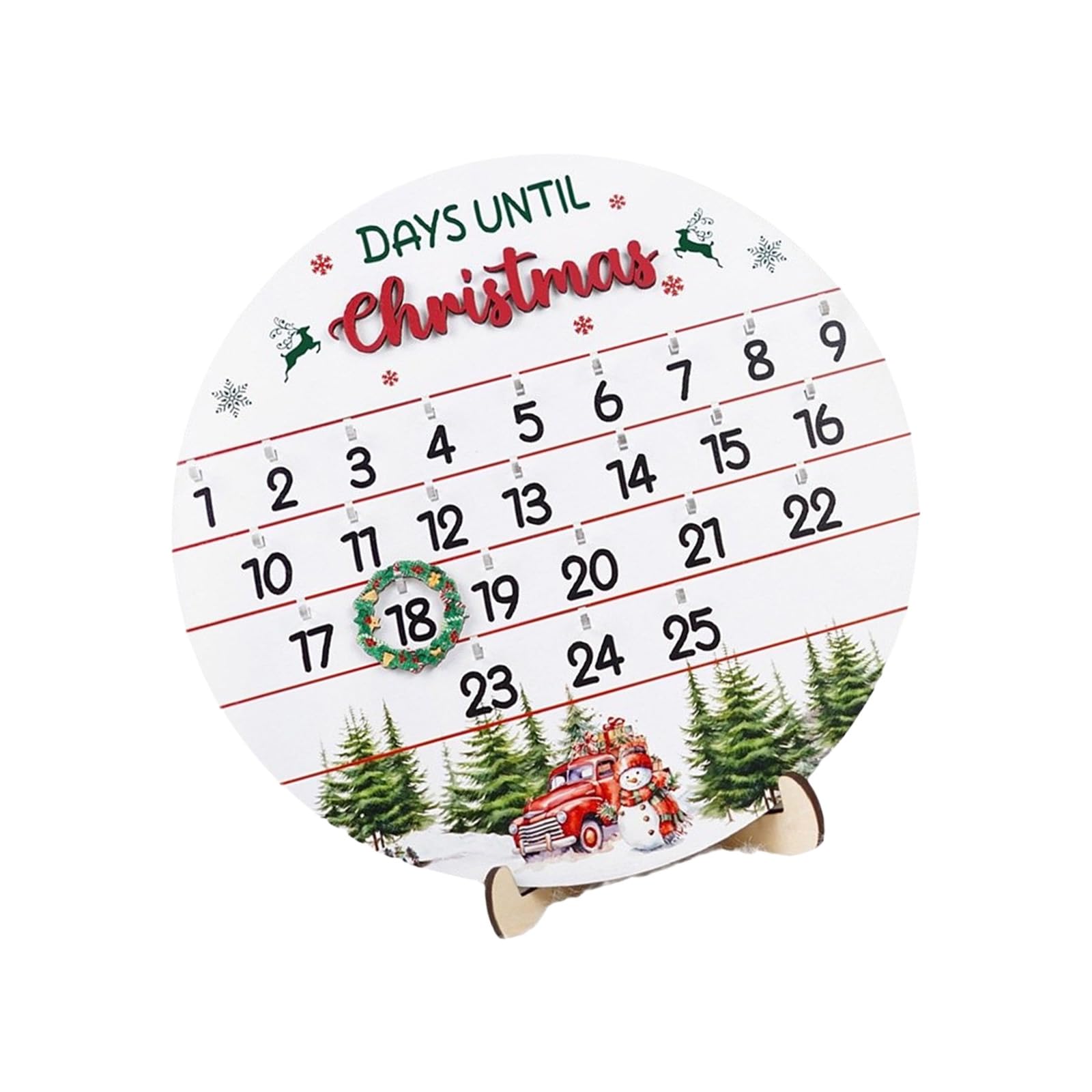 Kalttoy Handcrafted Wooden Advent Calendar Countdowns Timer Festival Home Decors for Kids Adults Holiday Fun Christmas Decors Wooden Countdowns Disk