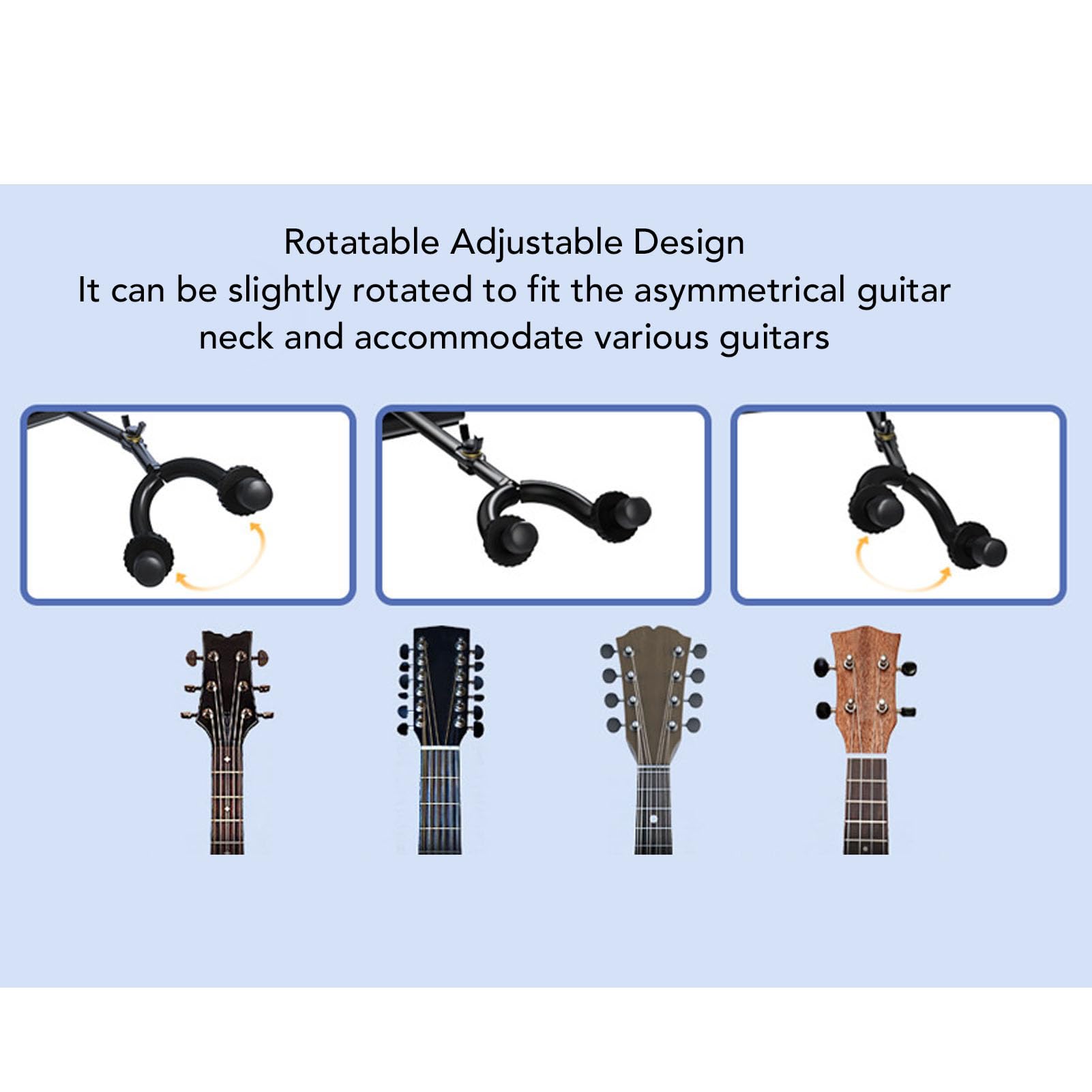 POENVFPO Guitar Wall Montaż z 5 Haczykami, Mocny Aluminiowy Metalowy Stojak, Regulowany Zestaw Wyświetlaczy dla Akustycznych Gitar Elektrycznych