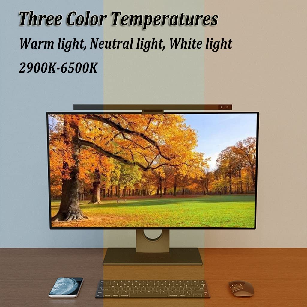 2pcs Luz del Monitor de Computadora, Luz de Barra de Pantalla LED, Lámpara de Trabajo de Lectura Electrónica con Atenuación Continua, Sin Deslumbramiento en la Pantalla, Lámpara de Oficina en Casa