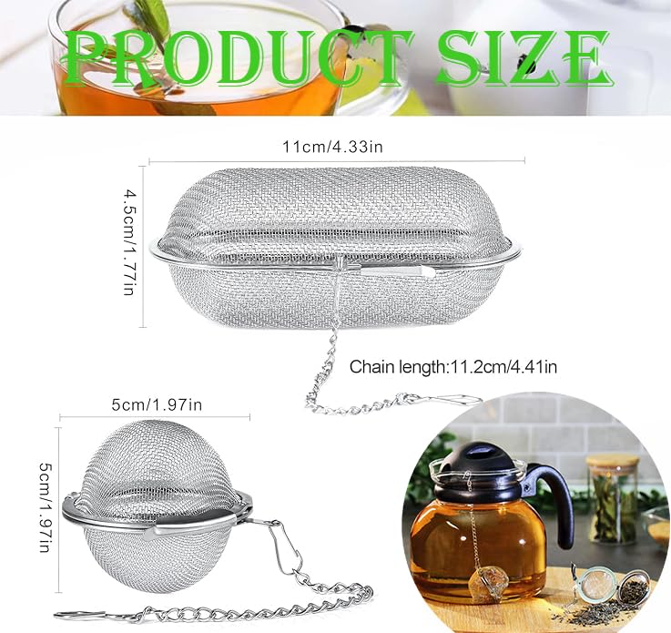 Lot De 2 Grandes Boules à Thé En Inox 18/8 - Infuseur à Thé Vrac Et épices | Couvercle Fileté, Maille Fine - 7