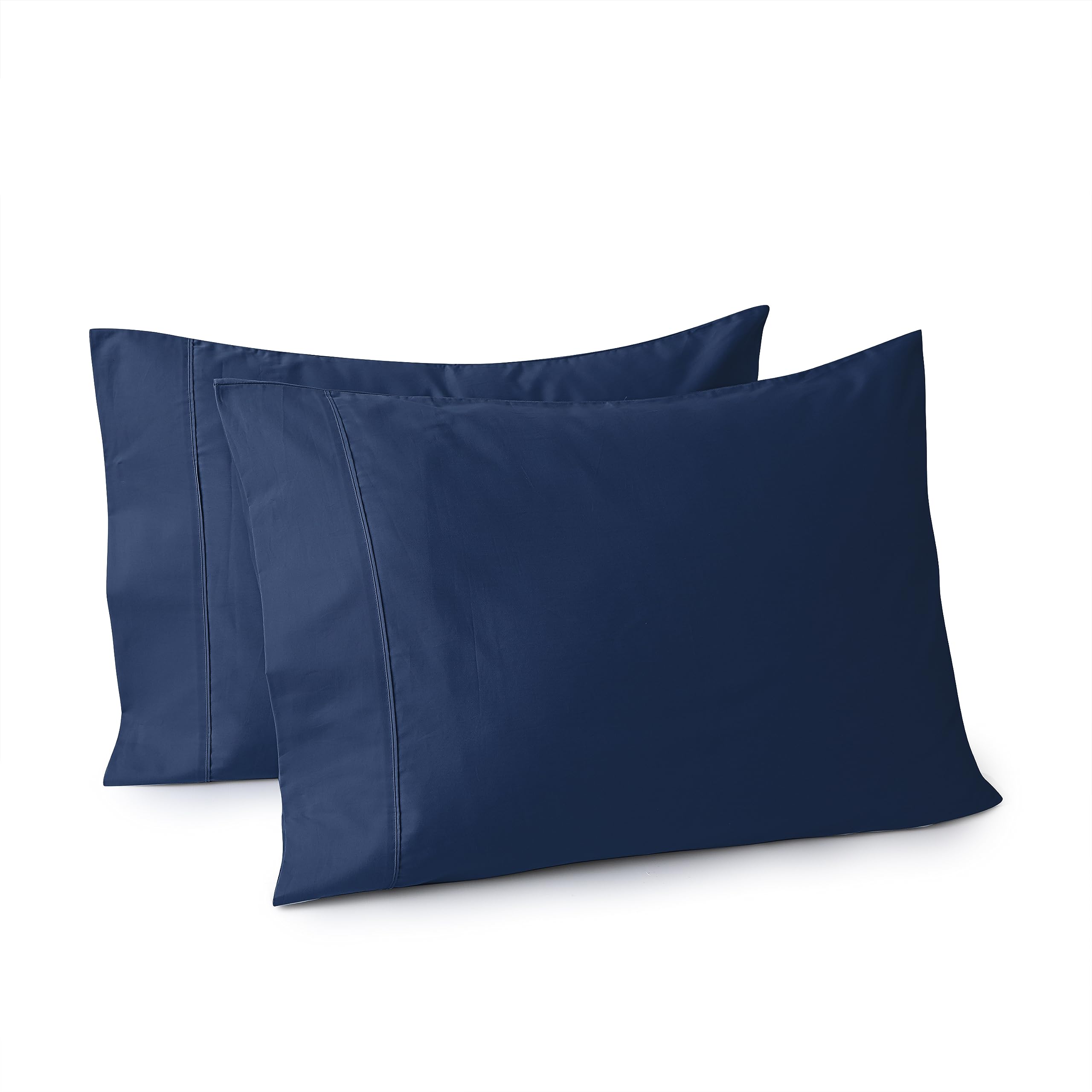 2 Taies D'oreiller Zippées 51x76cm (20x30 Pouces), Coton égyptien, Bleu Foncé