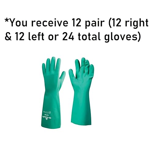 Miniatura 3 de SHOWA 727 - Guantes de seguridad de nitrilo resistentes a los productos químicos, sin forro, apto para alimentos, 15 mil de grosor, 13 pulgadas de