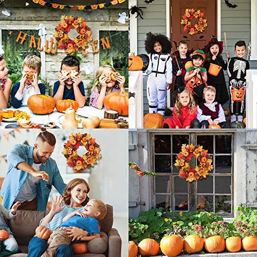 Souarts 15.7" Fall Wreath Artificial Wreath, Thanksgiving Wreath Pumpkin Wreath Autumn Wreath, Thanksgiving Front Door Wreath For Indoor Outdoor Home Office Wall Holiday Thanksgiving Decor #TOP6