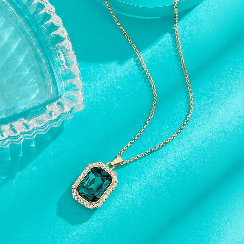 EVEVIC Austrian Crystal Halo Octagon Pendant Necklaces for Women Fashion 14K Gold Plated Dainty Necklace Hypoallergenic Jewelry - Image 6