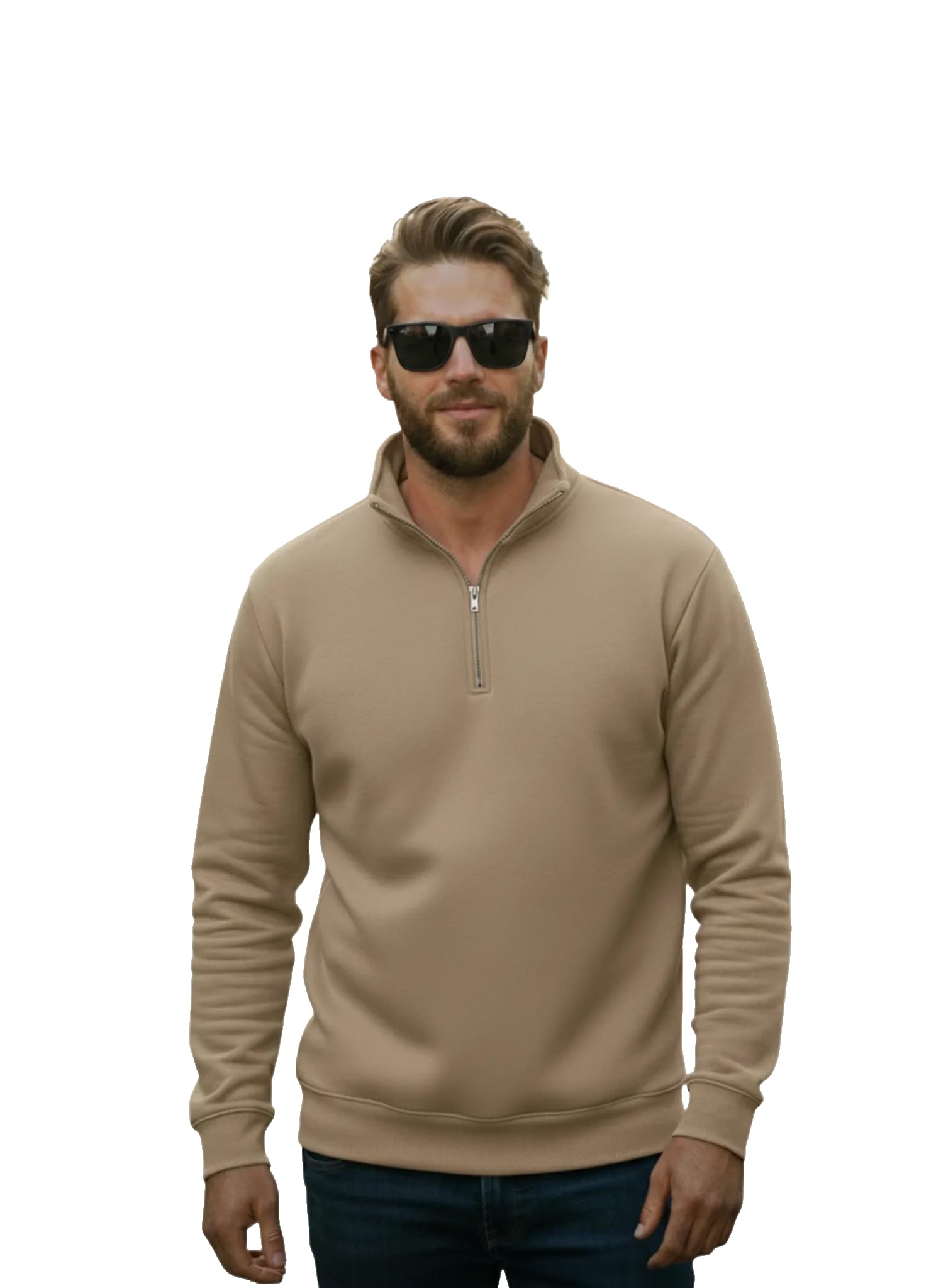 Mack Jonney Men’s Fleece Half-Zip High Neck Sweatshirt | Warm & Stylish Winter Wear -JM4380