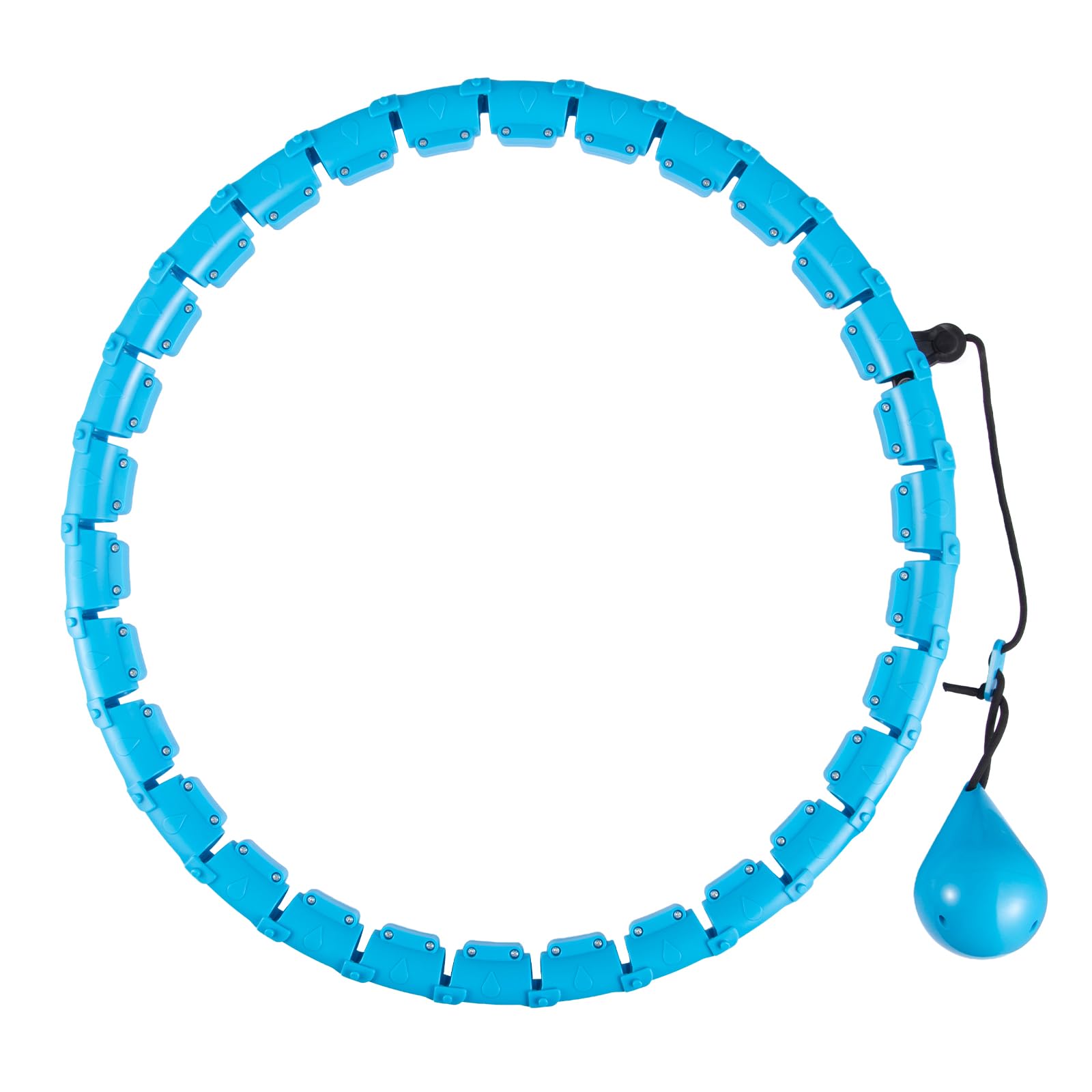 EVERGOODS Weighted Hula Hoop for Adults with Smart Spin Ball, Plus Size Fitness Hoop with 24 Detachable Links, Adjustable Waist 66-120cm, Effective Fat Burning & Core Toning, Ideal for Women (Blue)