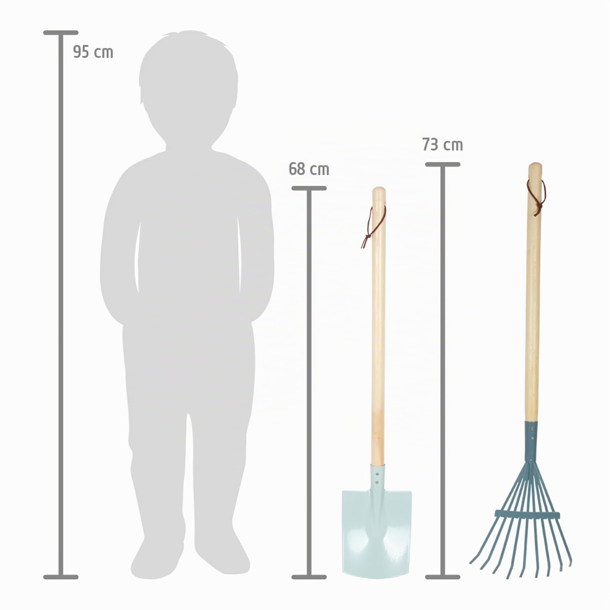 Small Foot Set di attrezzi da giardino in legno e metallo, giocattolo per bambini dai 3 anni, in colori moderni, 12389 Toys