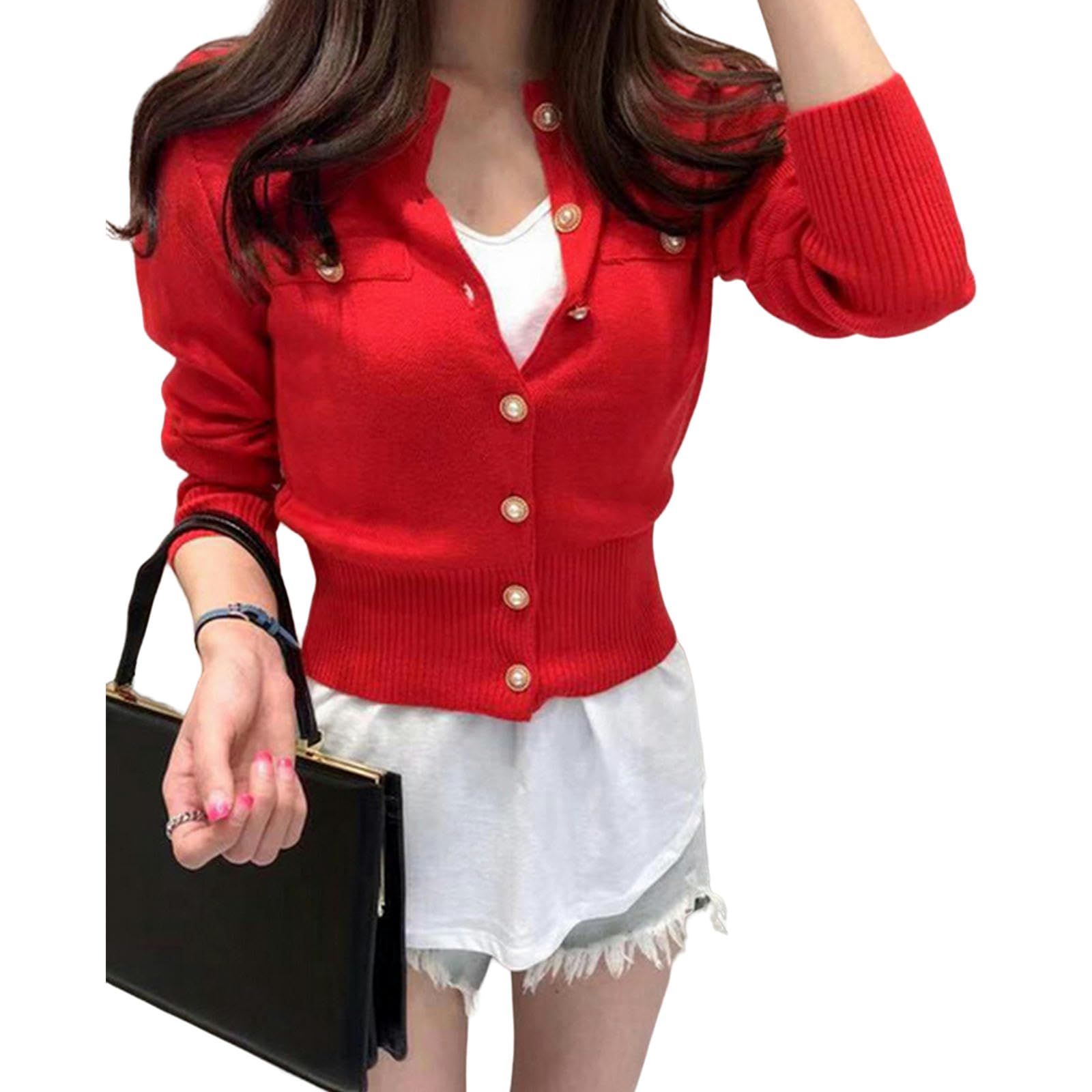 NOGRAX Cardigan Estivo Donna Fashion Women Cardigan Maglione A Maglia A Maglia A Maniche Lunghe Casual Single Slim Slim Top