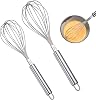 Batidores para cocinar, herramienta Wisking 2 piezas, juego de batidor de metal para utensilios de cocina antiadherentes, batidor de huevos con globo, perfecto para mezclar, batir, batir, espumar y
