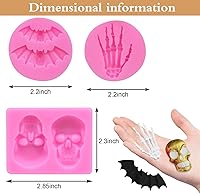 Vista 3 de 6 moldes de silicona 3D de calavera de esqueleto de Halloween, moldes de silicona para fondant, molde de resina epoxi, molde mixto para hornear