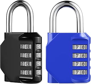Ankilo Newset Combination Padlock, [2 Pack] 4 Digit Combination Locker Lock, Resettable & Waterproof Padlock for School Gym Sports Locker, Fence, Toolbox, Case, Hasp Cabinet Storage (Black&Blue)