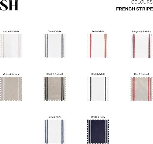 Miniatura 7 de Solino Home Juego de 4 manteles individuales de lino a rayas francesas, 100 % lino puro, color negro y natural, de 14 x 19 pulgadas, para otoño,