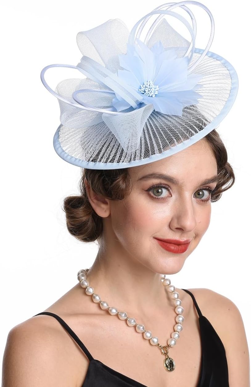 Elegant Women's Fascinator Hat with Veil and Feather Hair Clip Headpiece for Weddings Tea Party