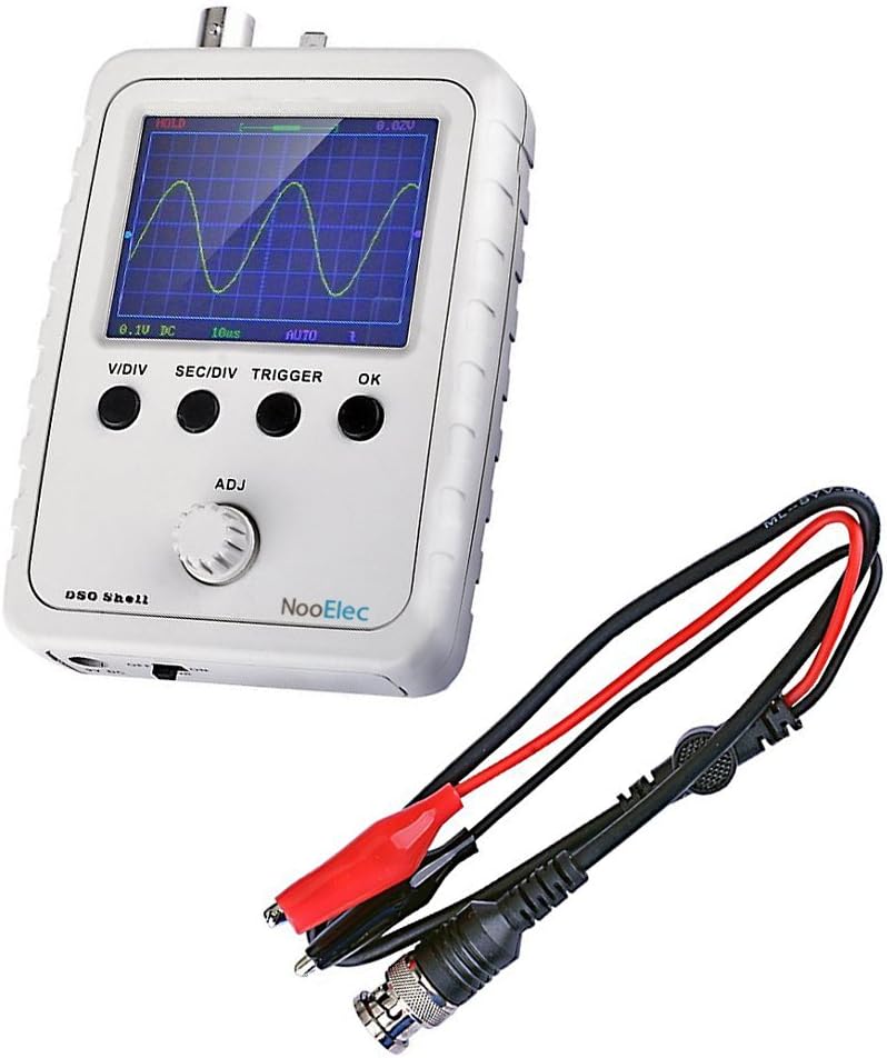 JYETech 'DSO Shell' Oscilloscope DIY Kit w/Enclosure & Clip Probe by Nooelec. Low Cost Digital Storage Oscilloscope with 2.4" TFT LCD. Model DSO150 (DSO 150); SKU 15001K