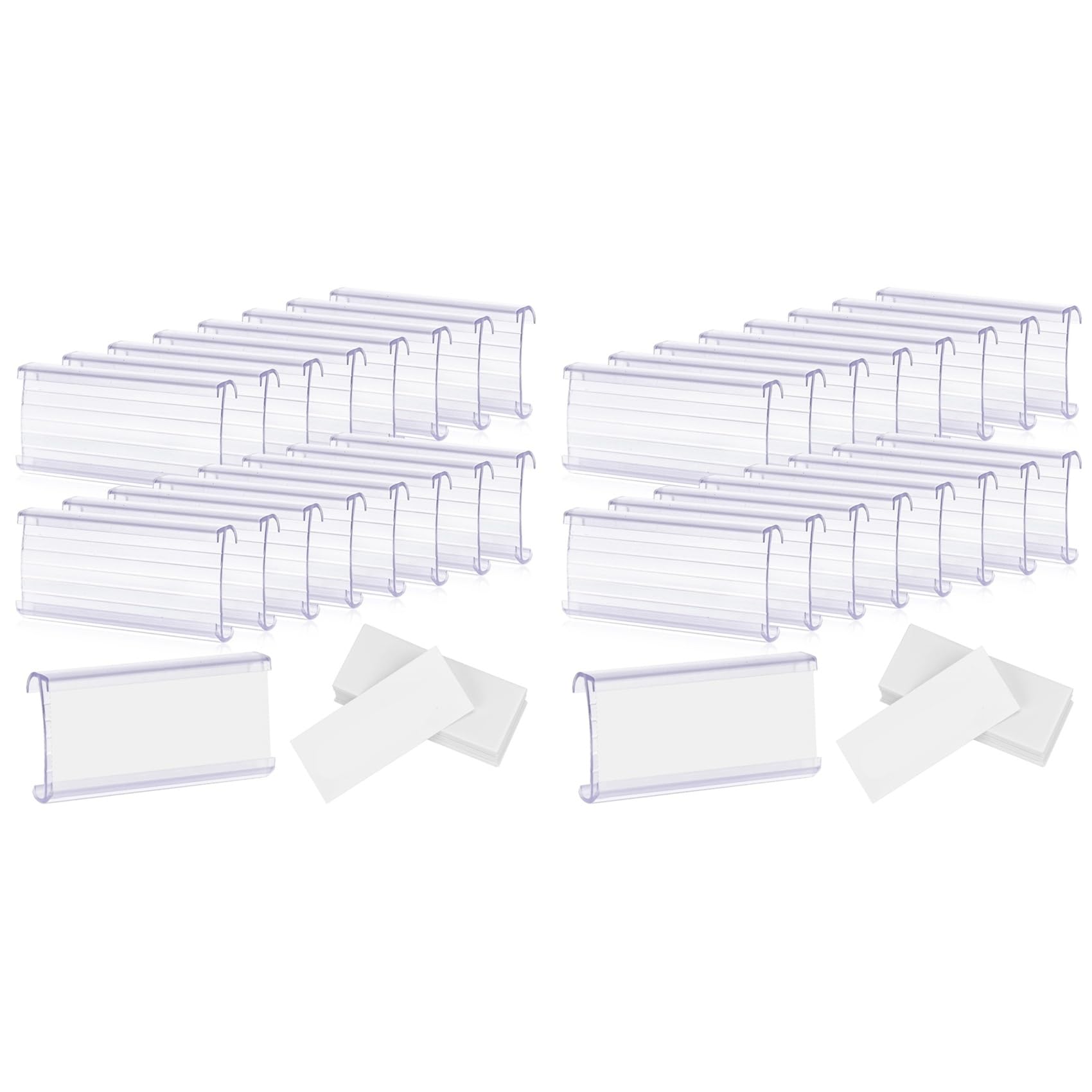 Porte-Étiquettes Métallique pour Étagères en Plastique Transparent avec Support Inserts Papier 200x