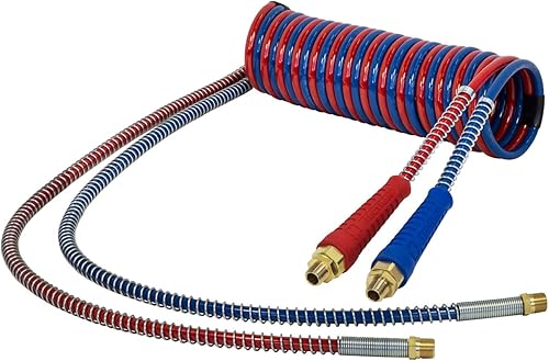 Tectran MAGNUMFLEX-HD Bobinas de manguera de freno de aire para camión de doble línea premium  Agarre flexible  Resistente a la corrosión  Cable de