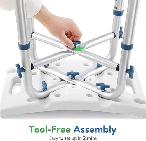 Miniatura 6 de Silla de ducha resistente de 500 libras, silla de ducha para ducha interior con asa y soporte para cabezal de ducha, banco de ducha bariátrico