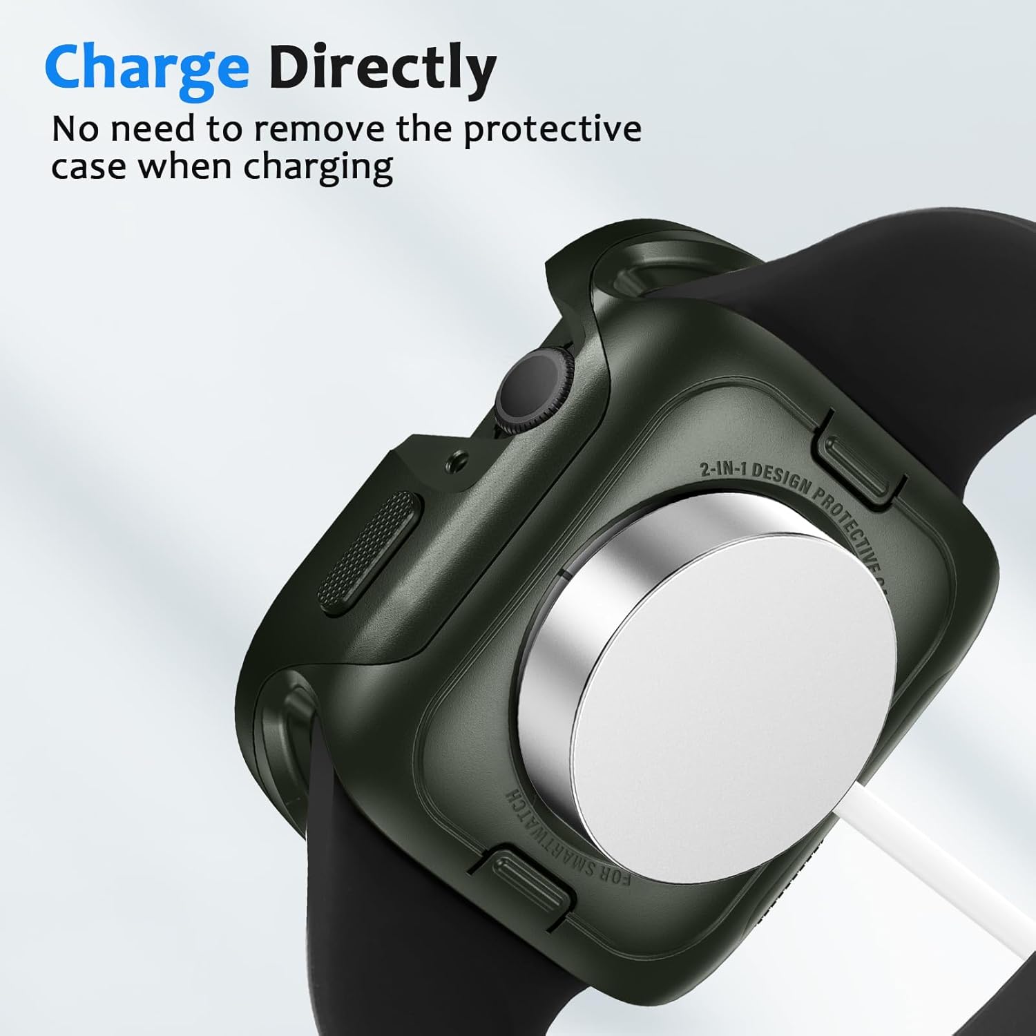 Metal Case Compatible with Apple Watch Case Series 11/10 46mm, 2 in 1 Rugged Protective Silicone Bumper Cover Compatible with iWatch 46mm (Army Green)