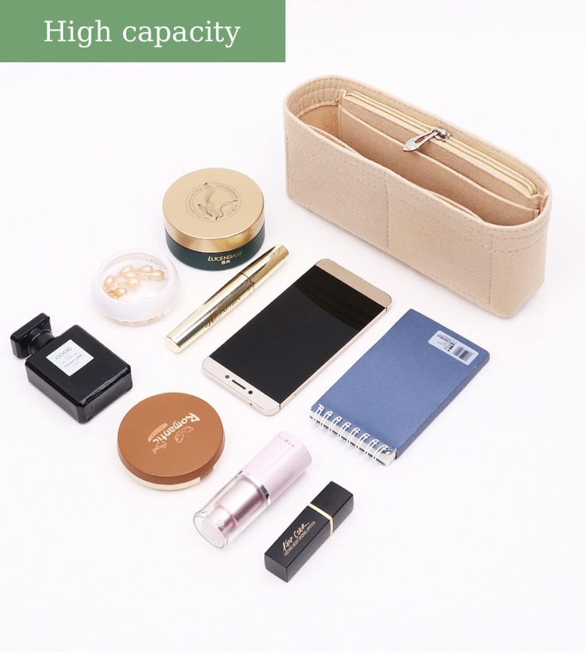 Lckaey Purse Organizer for hobo handbag bag inner pocket size lined bag support2028beige28*6 * 18cm