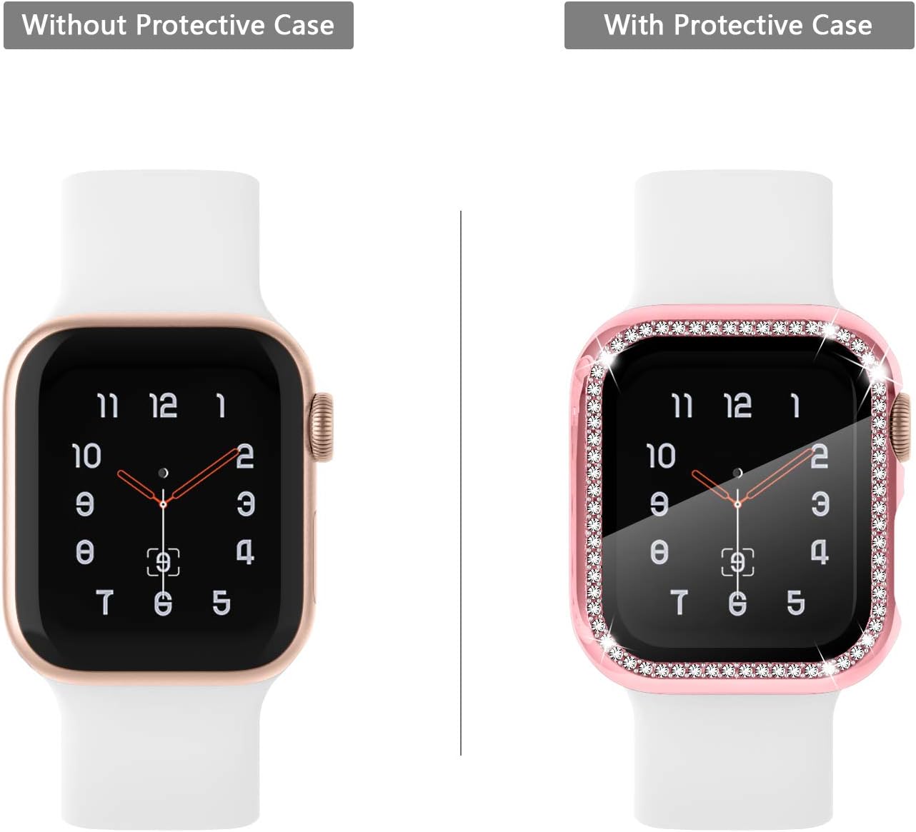 adepoy 3 Pack Case for Apple Watch 38mm Series 3/2/1 with Screen Protector, Bling Diamond Protective Case Full Coverage Scratch-Resist Bumper Cover for iWatch Women Girl