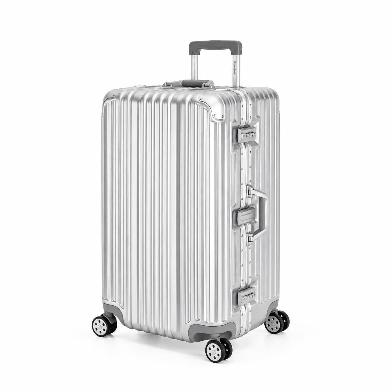 Travelhouse London T1169 walizka podróżna na kółkach, z aluminiową ramą, różne rozmiary i kolory, srebro, Duża walizka XL, walizka