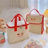 Vista 2 de RICHTRUE Lonchera Kawaii para niñas, lonchera aislada, lindas bolsas de almuerzo para mujeres, lonchera aislada para niños (cereza-Flip)