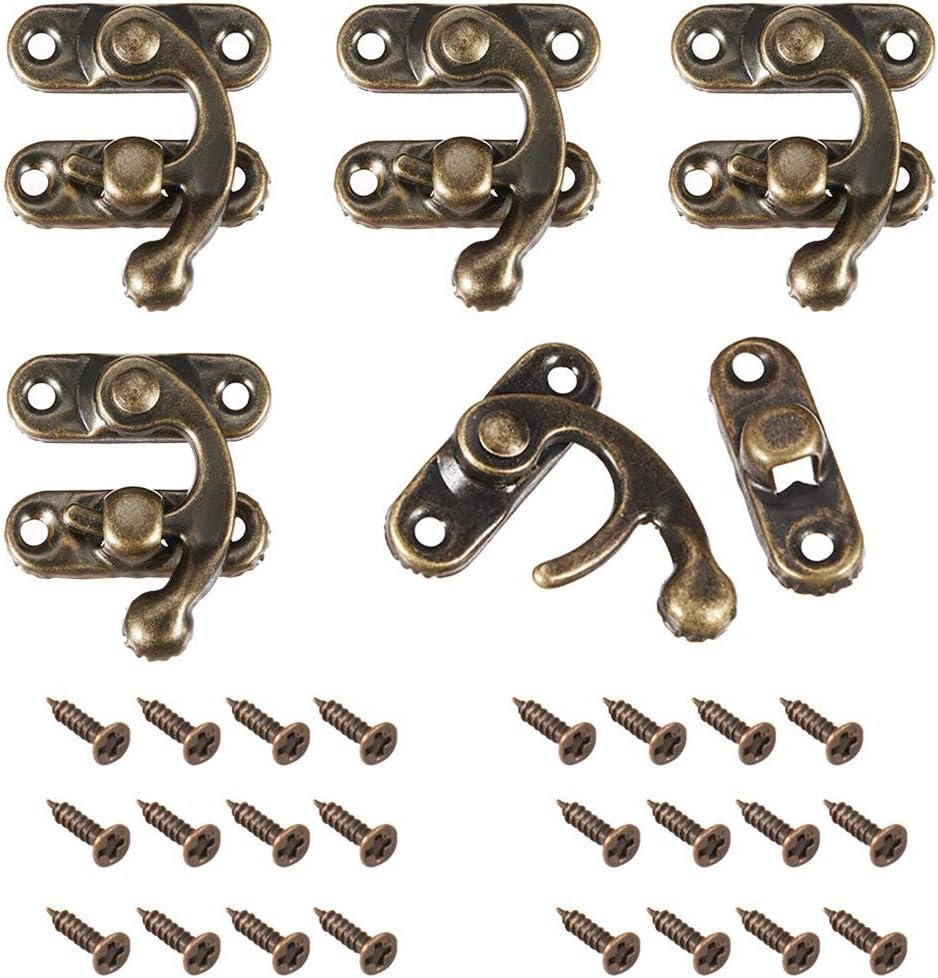 BESTZY 30PCS Antique Right Latch Hook Hasp, Horn Lock with Screws Wood