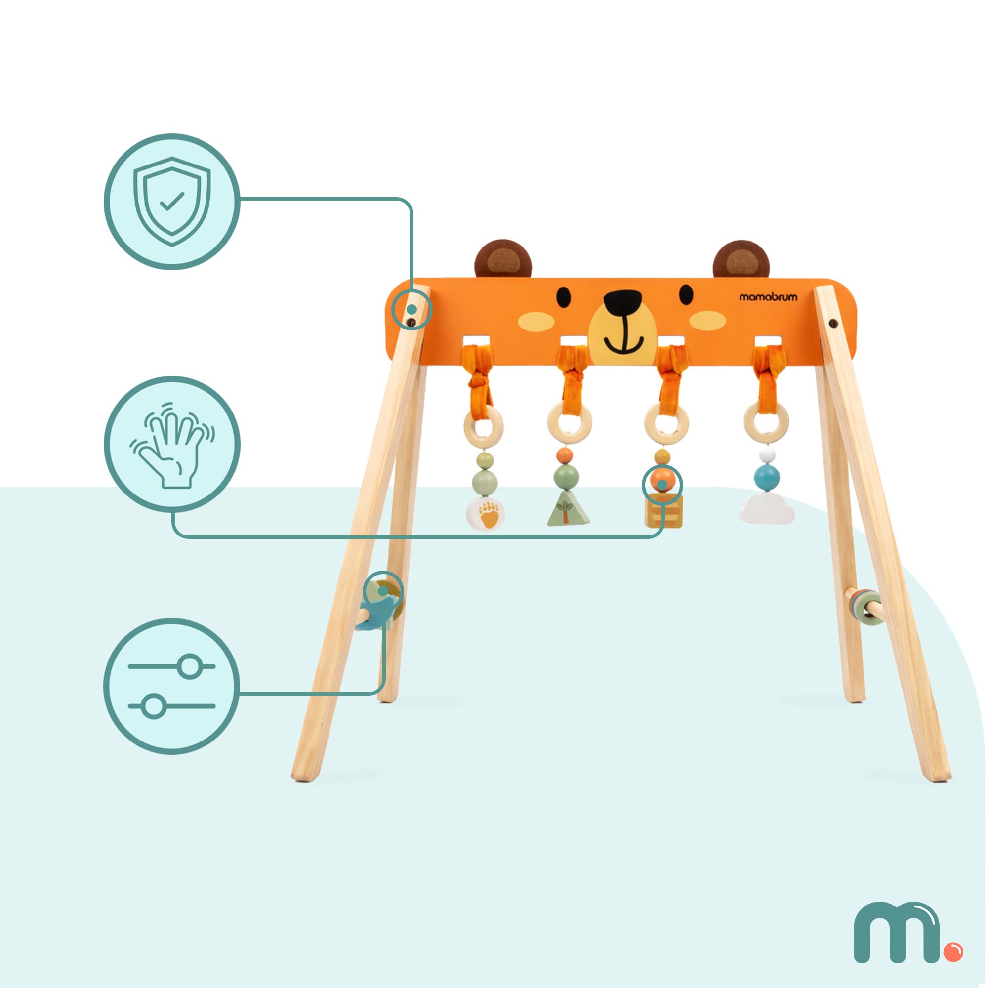 Mamabrum Support éducatif en bois pour bébé gymnastique sensorielle Montessori Motor Petit développement ours